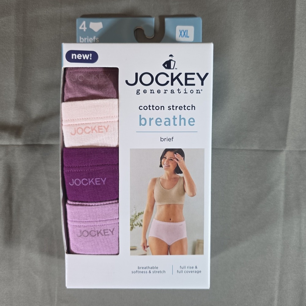 Jockey‎ Generation Cotton Stretch Breathe Brief Underwear 4-Pack Pink Purple XXL